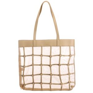 MESH SHOPPER Nude Large Tote Purse